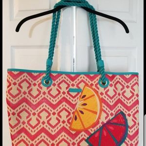 Vera Bradley straw beach tote
